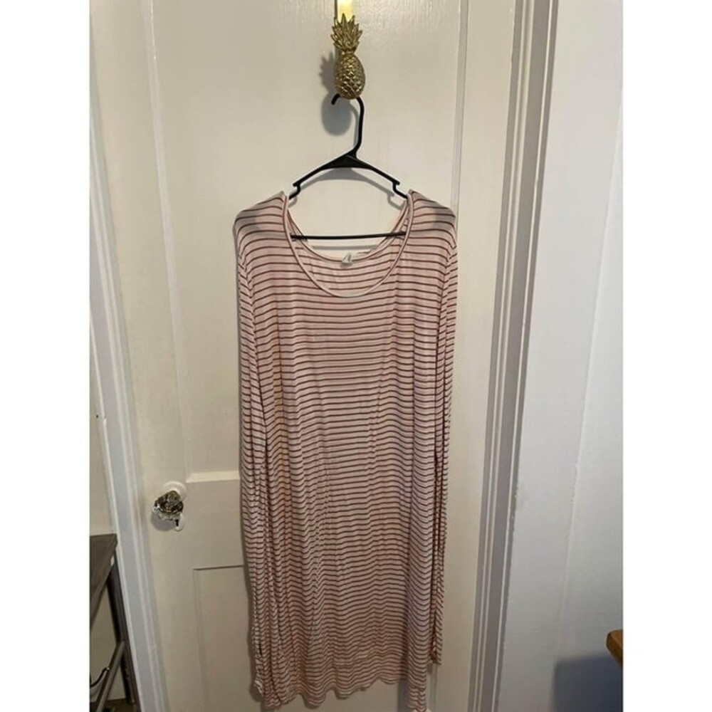 Old Navy Luxe XX-Large Orange & White Striped Long Sleeve Maxi Dress